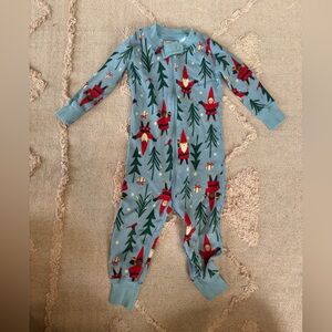 Hanna Andersson Blue Gnome and Tree Print Holiday Harvest baby pajamas